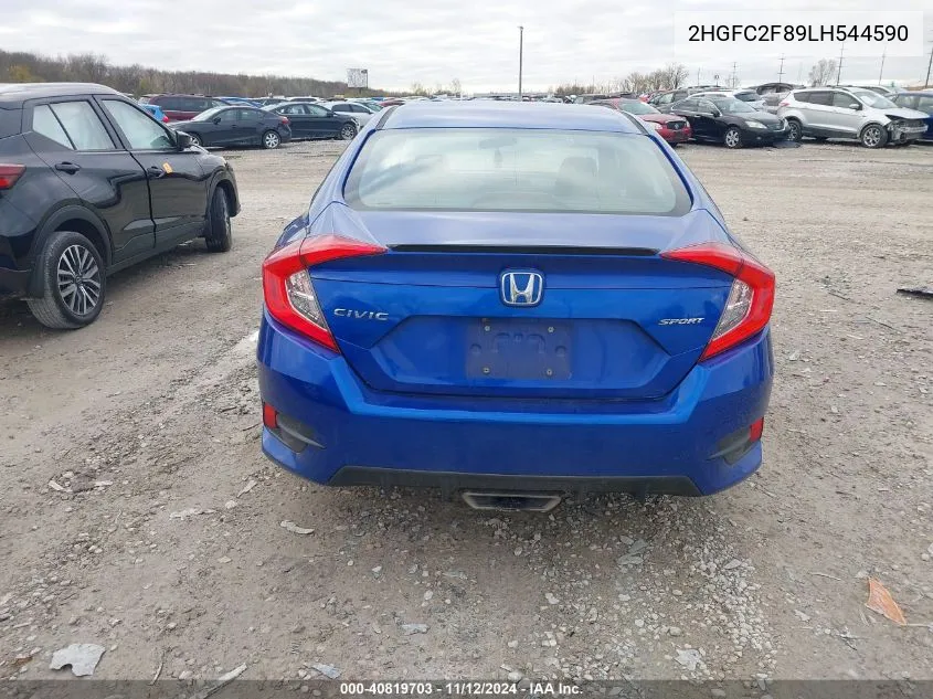 2020 Honda Civic Sport VIN: 2HGFC2F89LH544590 Lot: 40819703