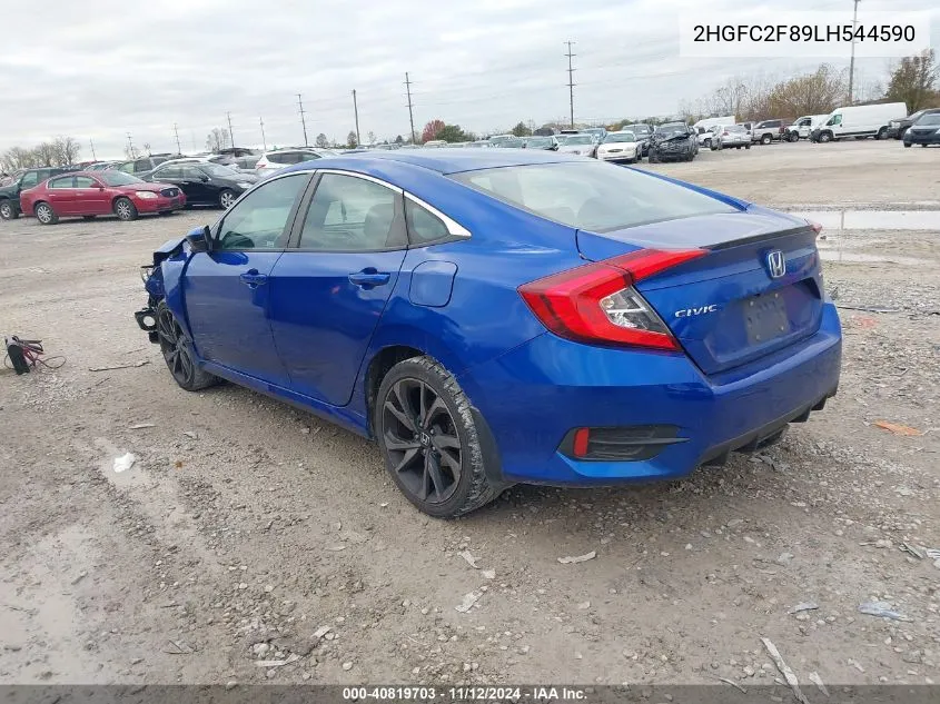 2020 Honda Civic Sport VIN: 2HGFC2F89LH544590 Lot: 40819703