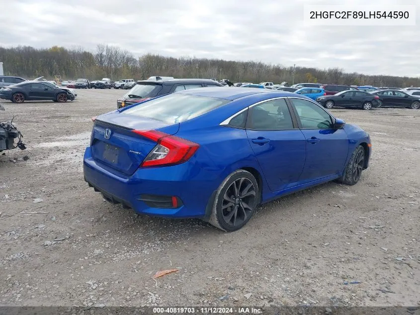 2020 Honda Civic Sport VIN: 2HGFC2F89LH544590 Lot: 40819703