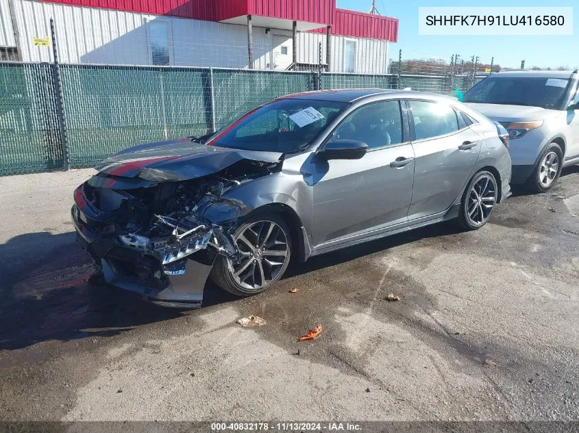 2020 Honda Civic Sport Touring VIN: SHHFK7H91LU416580 Lot: 40832178