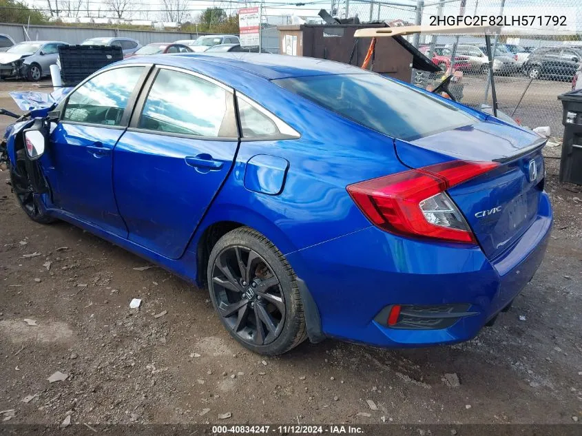 2020 Honda Civic Sport VIN: 2HGFC2F82LH571792 Lot: 40834247