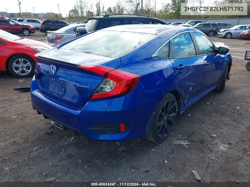 2020 Honda Civic Sport VIN: 2HGFC2F82LH571792 Lot: 40834247