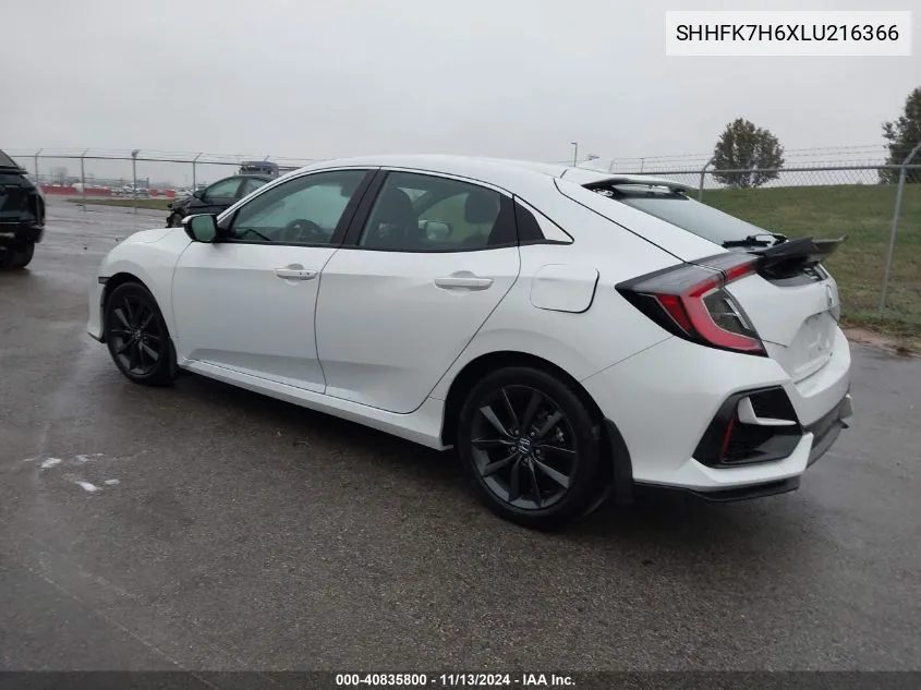 2020 Honda Civic Ex VIN: SHHFK7H6XLU216366 Lot: 40835800