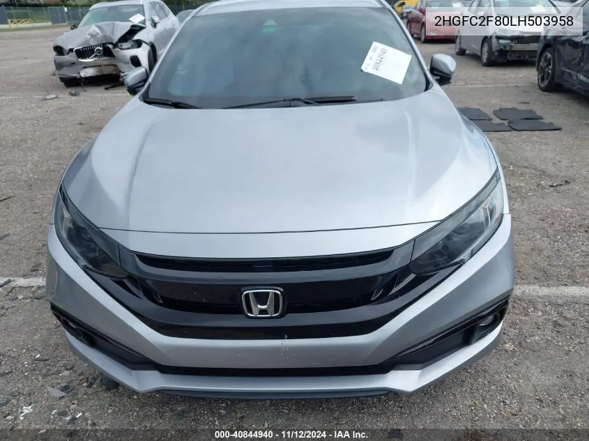 2020 Honda Civic Sport VIN: 2HGFC2F80LH503958 Lot: 40844940