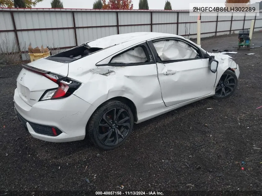 2020 Honda Civic Sport VIN: 2HGFC4B86LH302289 Lot: 40857158