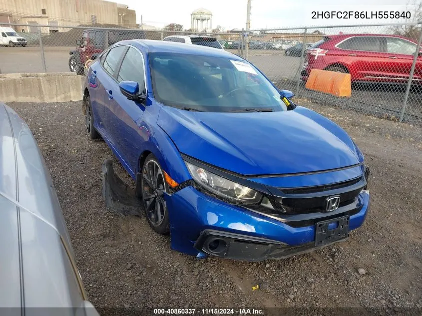 2020 Honda Civic Sport VIN: 2HGFC2F86LH555840 Lot: 40860337