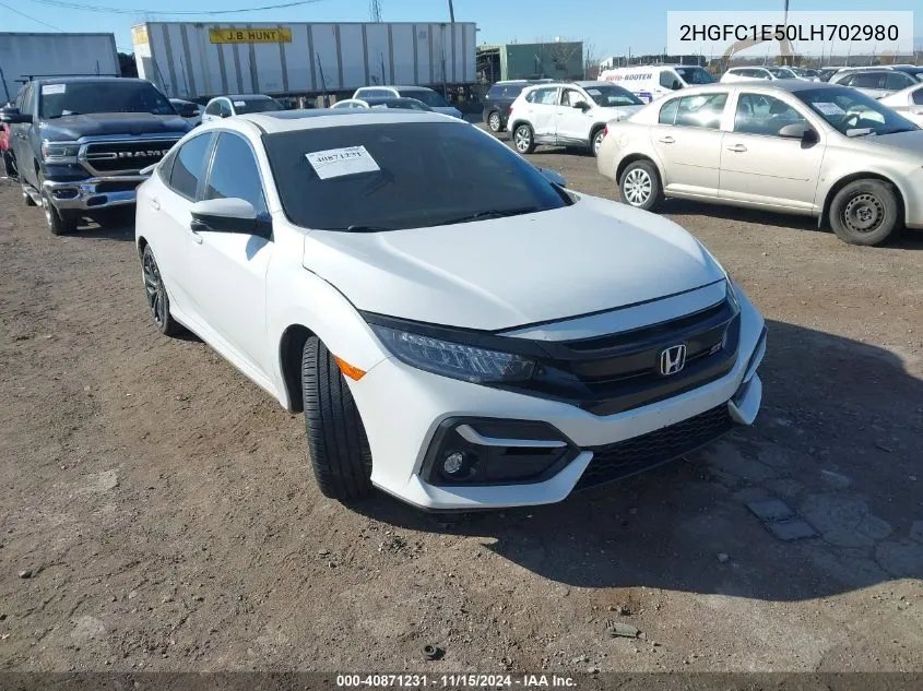 2020 Honda Civic Si Sedan VIN: 2HGFC1E50LH702980 Lot: 40871231