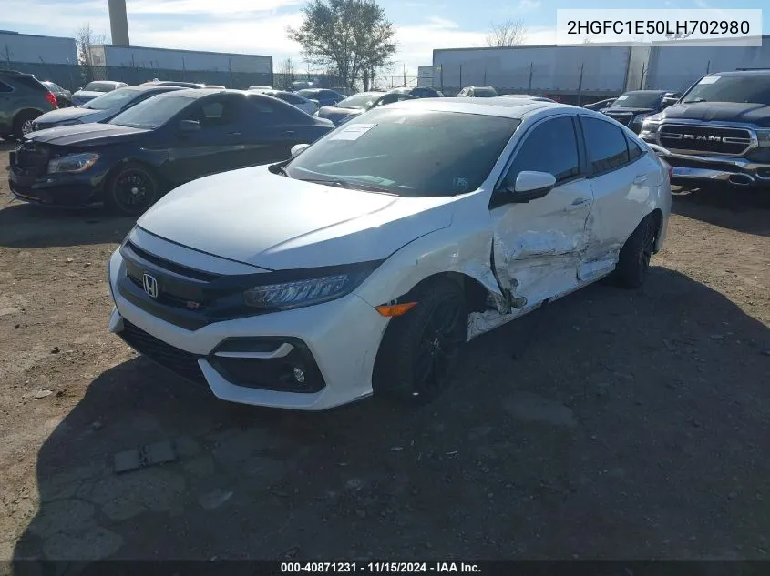 2020 Honda Civic Si Sedan VIN: 2HGFC1E50LH702980 Lot: 40871231