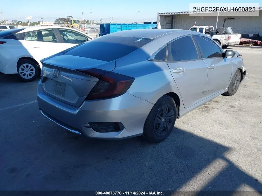 2020 Honda Civic Lx VIN: 2HGFC2F6XLH600325 Lot: 40873776