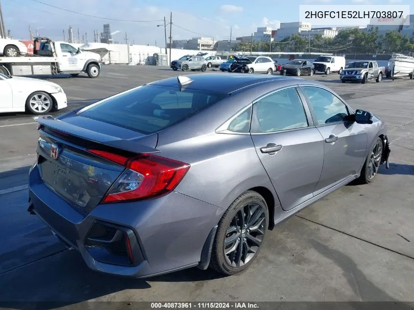 2020 Honda Civic Si Sedan VIN: 2HGFC1E52LH703807 Lot: 40873961