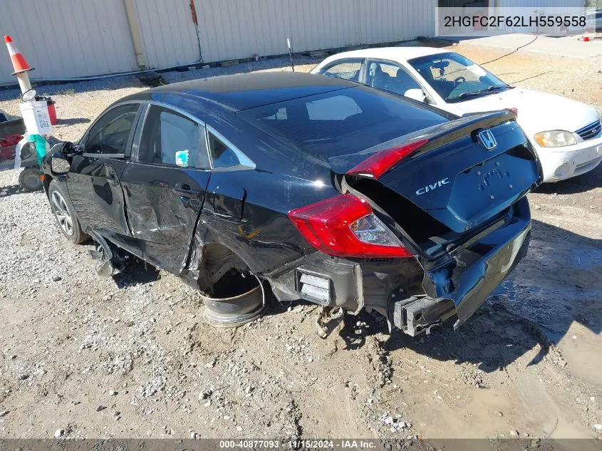 2020 Honda Civic Lx VIN: 2HGFC2F62LH559558 Lot: 40877093