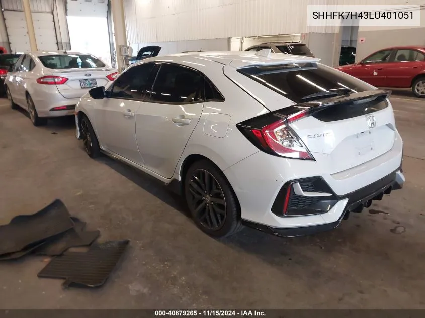 2020 Honda Civic Sport VIN: SHHFK7H43LU401051 Lot: 40879265