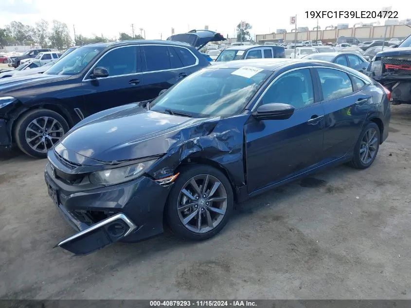 2020 Honda Civic Ex VIN: 19XFC1F39LE204722 Lot: 40879293