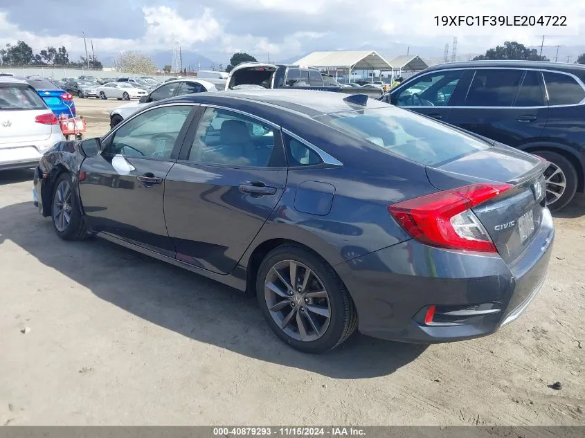 2020 Honda Civic Ex VIN: 19XFC1F39LE204722 Lot: 40879293