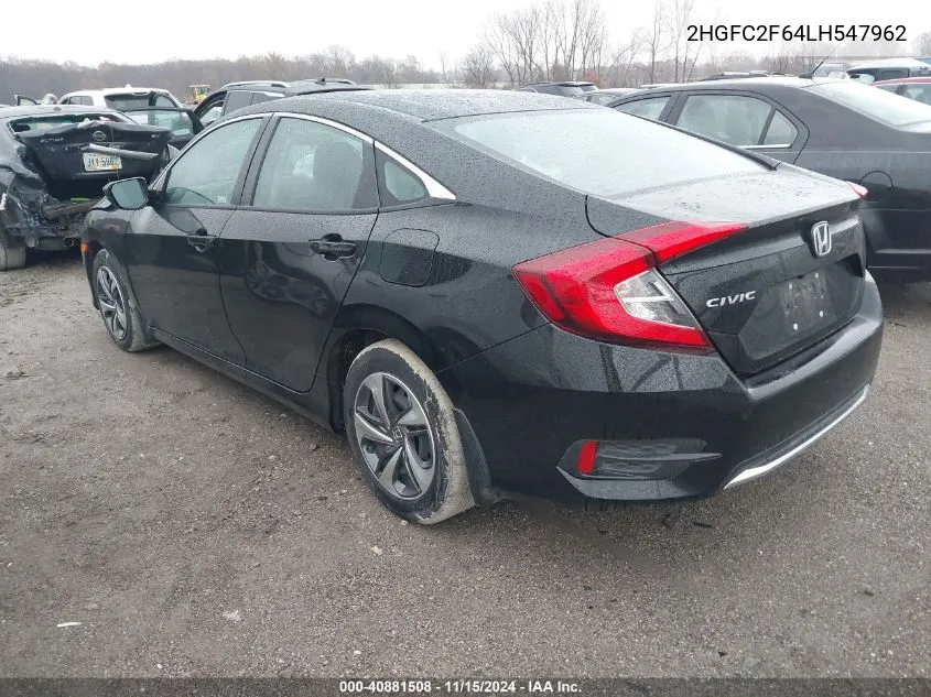 2020 Honda Civic Lx VIN: 2HGFC2F64LH547962 Lot: 40881508