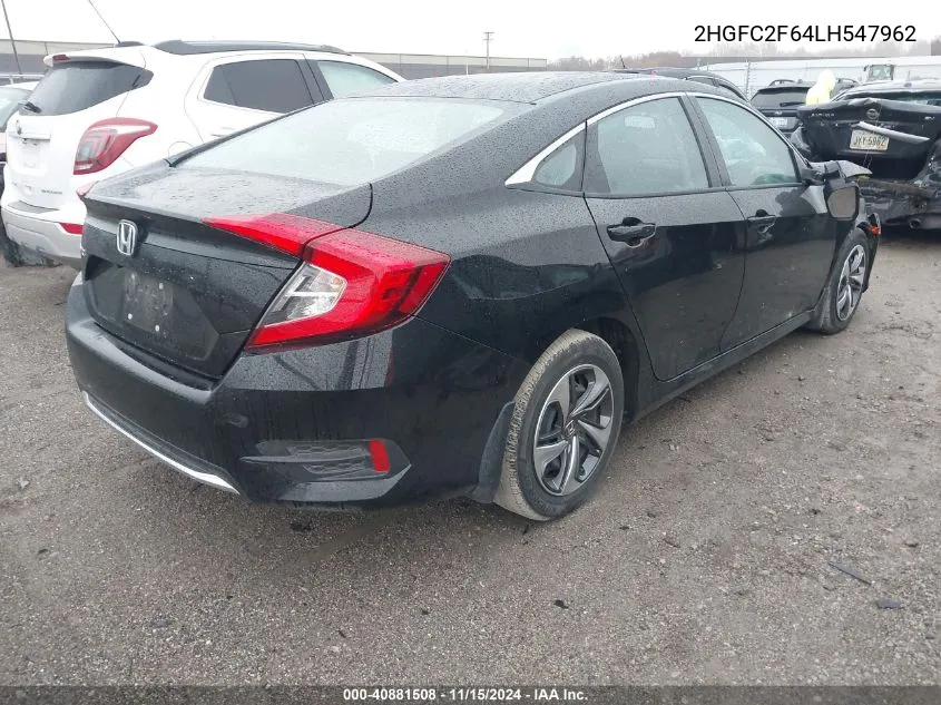 2020 Honda Civic Lx VIN: 2HGFC2F64LH547962 Lot: 40881508