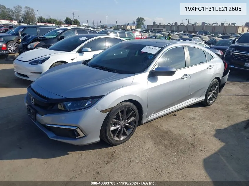 2020 Honda Civic Ex VIN: 19XFC1F31LE212605 Lot: 40883703