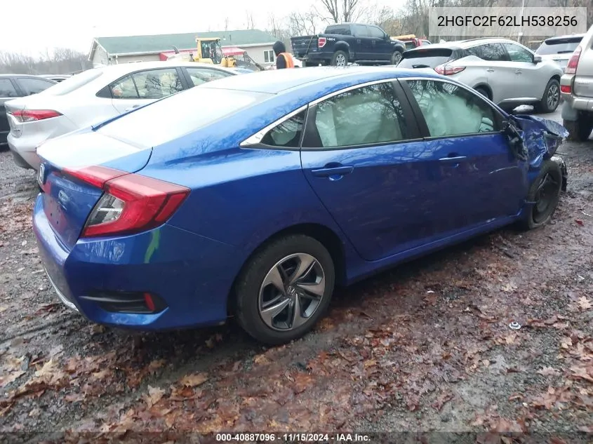 2020 Honda Civic Lx VIN: 2HGFC2F62LH538256 Lot: 40887096