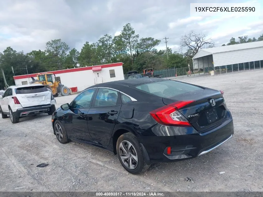 2020 Honda Civic Lx VIN: 19XFC2F6XLE025590 Lot: 40893517