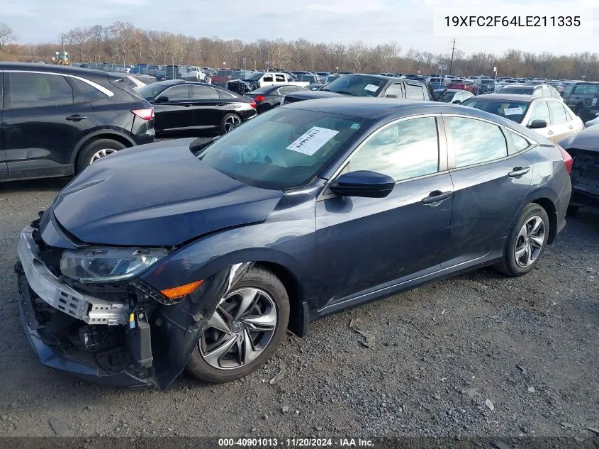 2020 Honda Civic Lx VIN: 19XFC2F64LE211335 Lot: 40901013