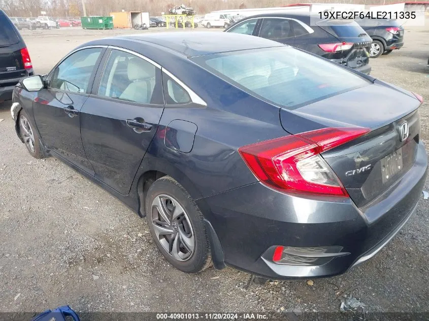 2020 Honda Civic Lx VIN: 19XFC2F64LE211335 Lot: 40901013