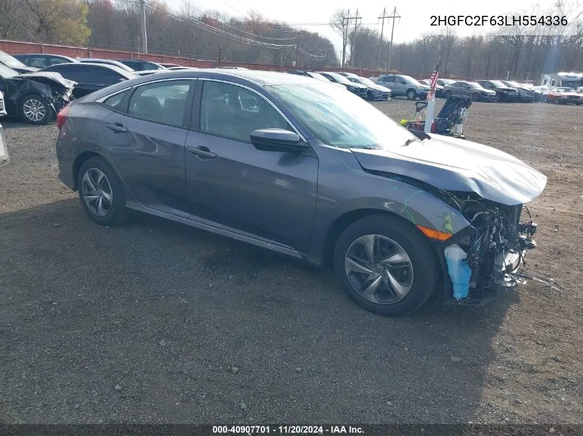 2020 Honda Civic Lx VIN: 2HGFC2F63LH554336 Lot: 40907701