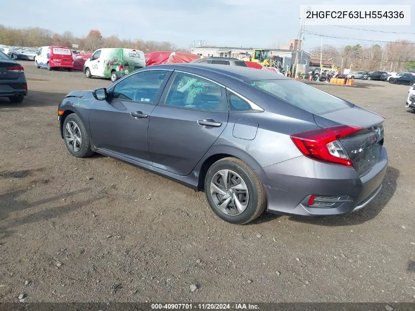 2020 Honda Civic Lx VIN: 2HGFC2F63LH554336 Lot: 40907701