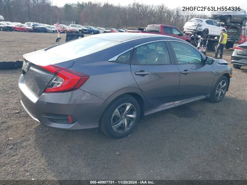 2020 Honda Civic Lx VIN: 2HGFC2F63LH554336 Lot: 40907701