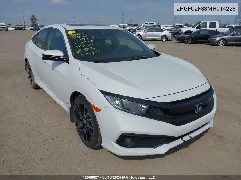 2021 Honda Civic Sport VIN: 2HGFC2F83MH014228 Lot: 12066627