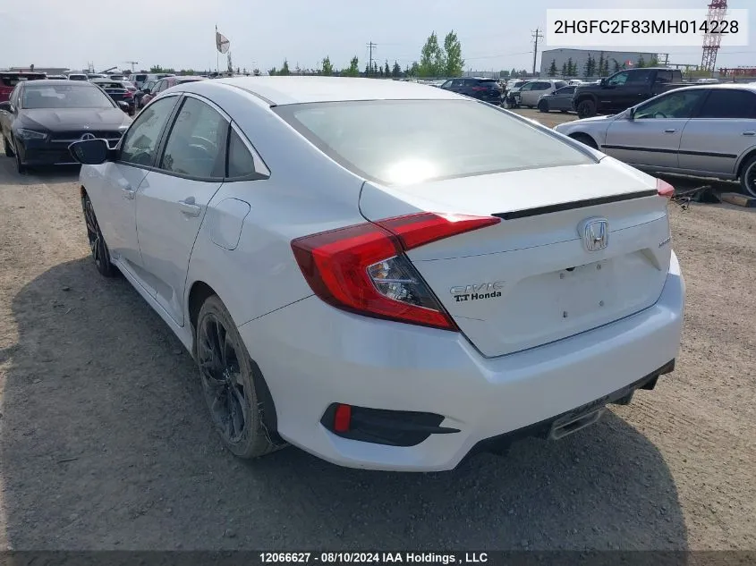 2021 Honda Civic Sport VIN: 2HGFC2F83MH014228 Lot: 12066627