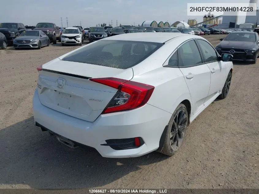 2021 Honda Civic Sport VIN: 2HGFC2F83MH014228 Lot: 12066627