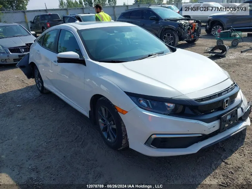 2021 Honda Civic VIN: 2HGFC2F77MH005393 Lot: 12078789