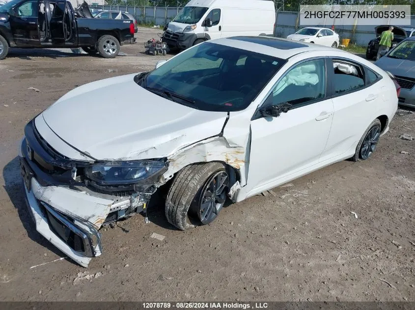 2021 Honda Civic VIN: 2HGFC2F77MH005393 Lot: 12078789