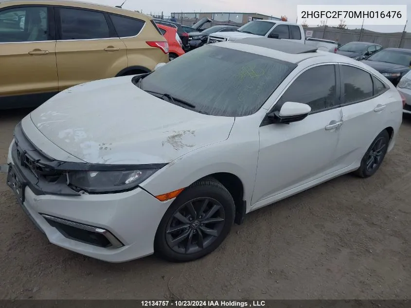 2021 Honda Civic VIN: 2HGFC2F70MH016476 Lot: 12134757