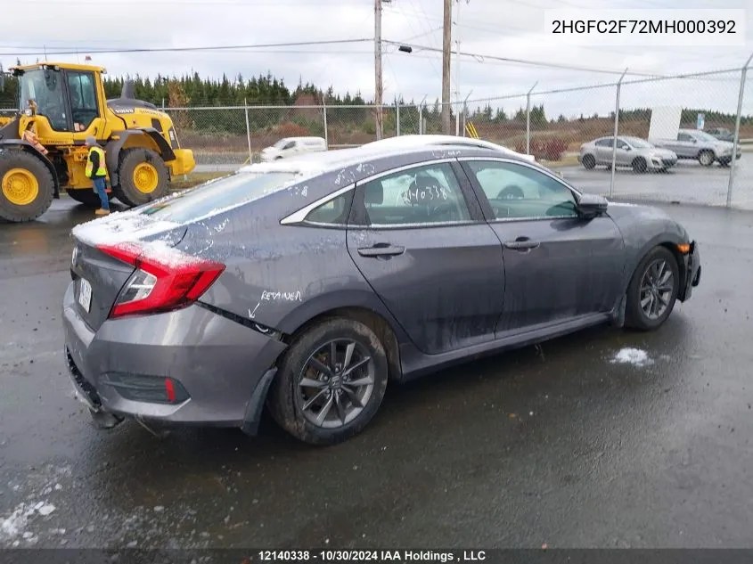 2021 Honda Civic Sedan VIN: 2HGFC2F72MH000392 Lot: 12140338