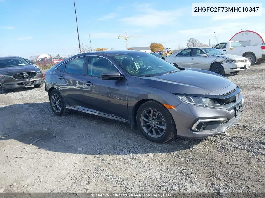 2021 Honda Civic Ex VIN: 2HGFC2F73MH010347 Lot: 12144725