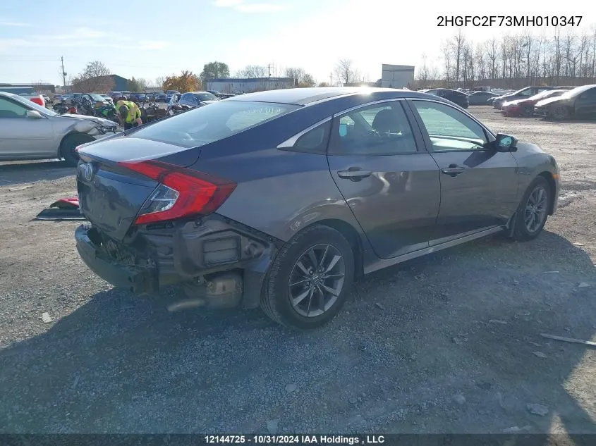 2021 Honda Civic Ex VIN: 2HGFC2F73MH010347 Lot: 12144725