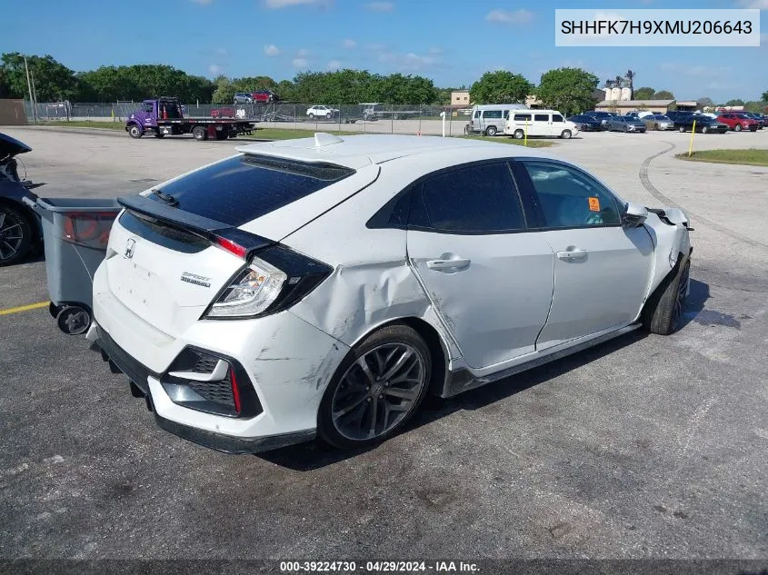 2021 Honda Civic Sport Touring VIN: SHHFK7H9XMU206643 Lot: 39224730