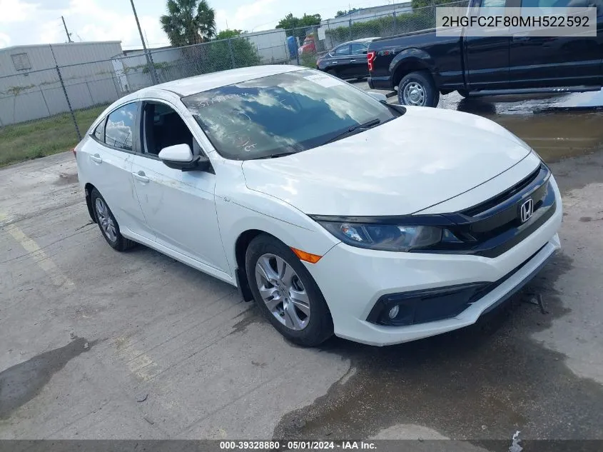 2021 Honda Civic Sport VIN: 2HGFC2F80MH522592 Lot: 39328880