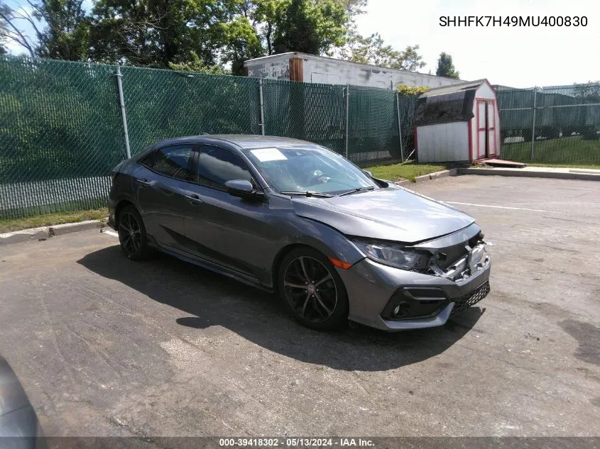 2021 Honda Civic Sport VIN: SHHFK7H49MU400830 Lot: 39418302