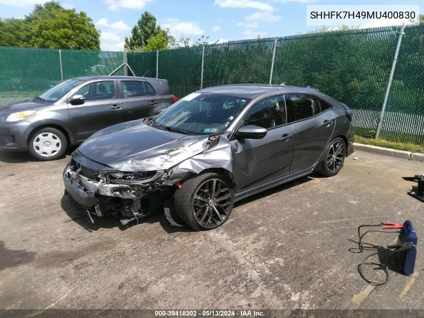 2021 Honda Civic Sport VIN: SHHFK7H49MU400830 Lot: 39418302