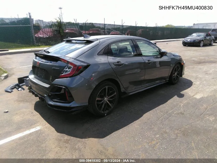 2021 Honda Civic Sport VIN: SHHFK7H49MU400830 Lot: 39418302