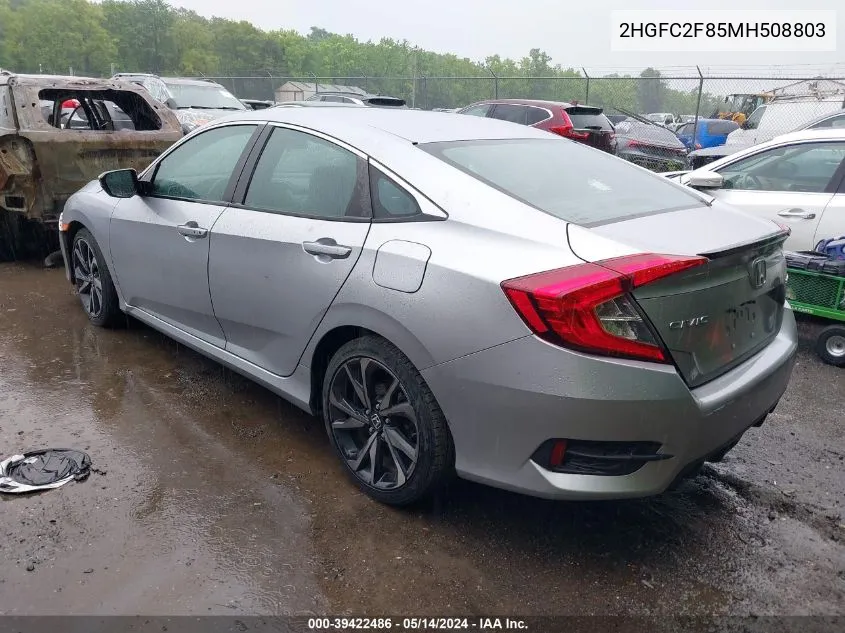 2021 Honda Civic Sport VIN: 2HGFC2F85MH508803 Lot: 39422486