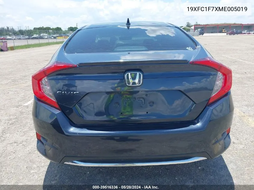 2021 Honda Civic Ex-L VIN: 19XFC1F7XME005019 Lot: 40524133