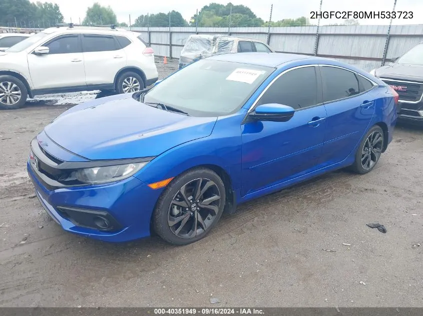 2021 Honda Civic Sport VIN: 2HGFC2F80MH533723 Lot: 40351949