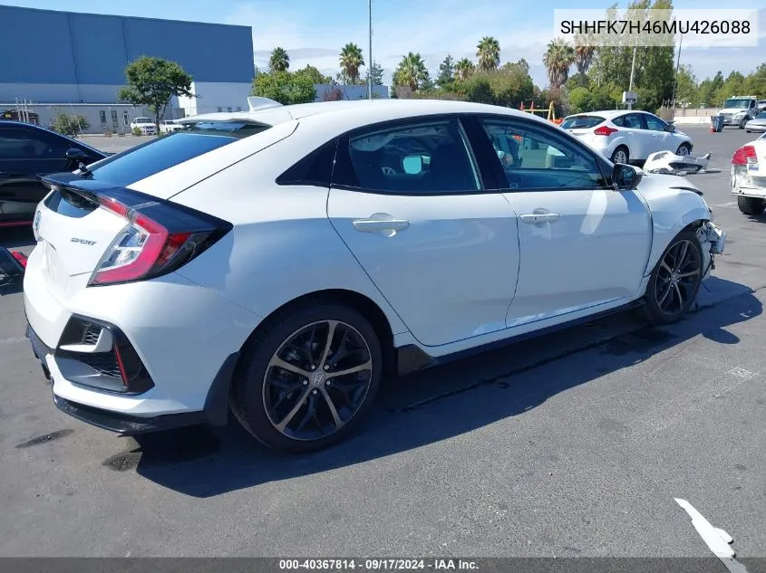 2021 Honda Civic Sport VIN: SHHFK7H46MU426088 Lot: 40367814