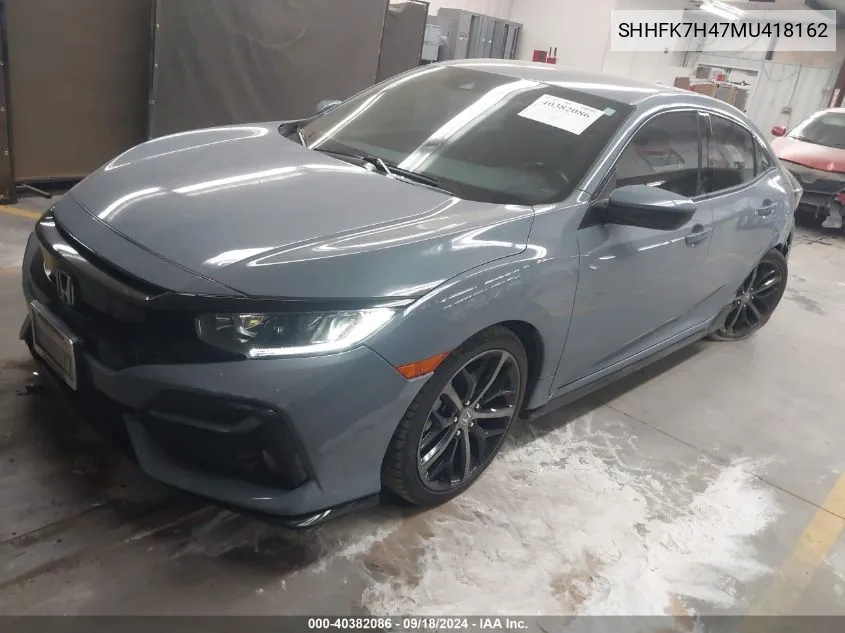 2021 Honda Civic Sport VIN: SHHFK7H47MU418162 Lot: 40382086