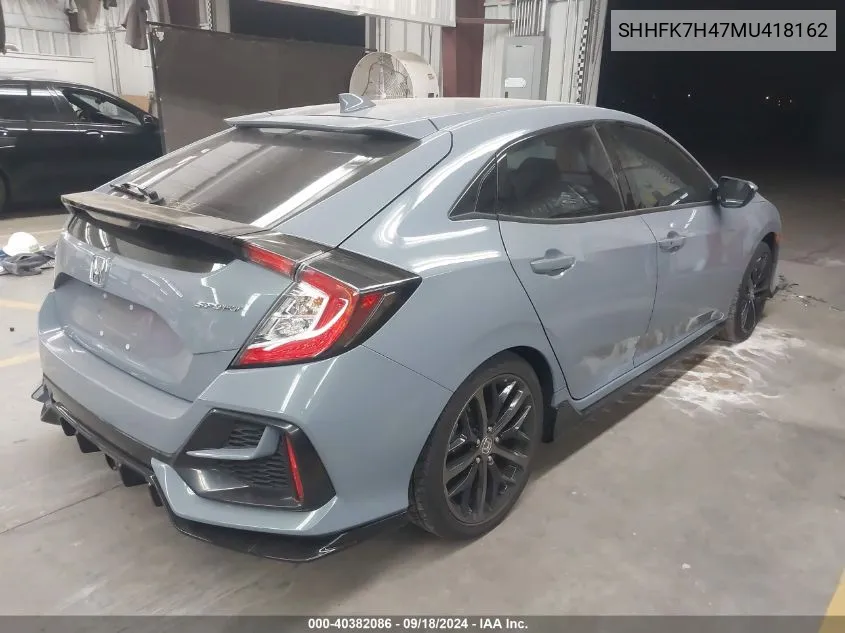 2021 Honda Civic Sport VIN: SHHFK7H47MU418162 Lot: 40382086