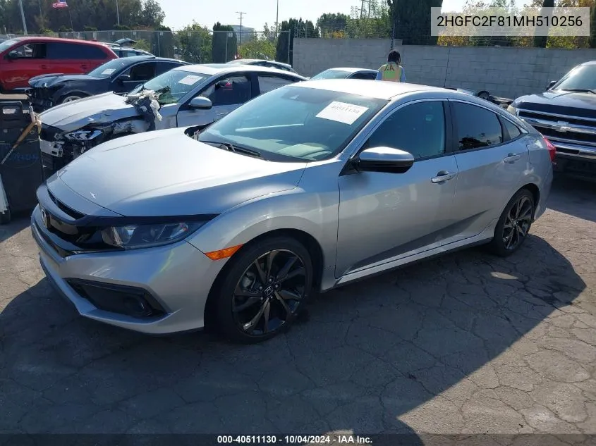 2021 Honda Civic Sport VIN: 2HGFC2F81MH510256 Lot: 40511130