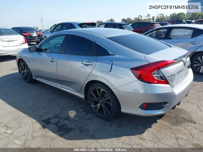 2021 Honda Civic Sport VIN: 2HGFC2F81MH510256 Lot: 40511130